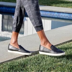 Birdies Swift Sneaker Black Leather Slip On Womens 7.5